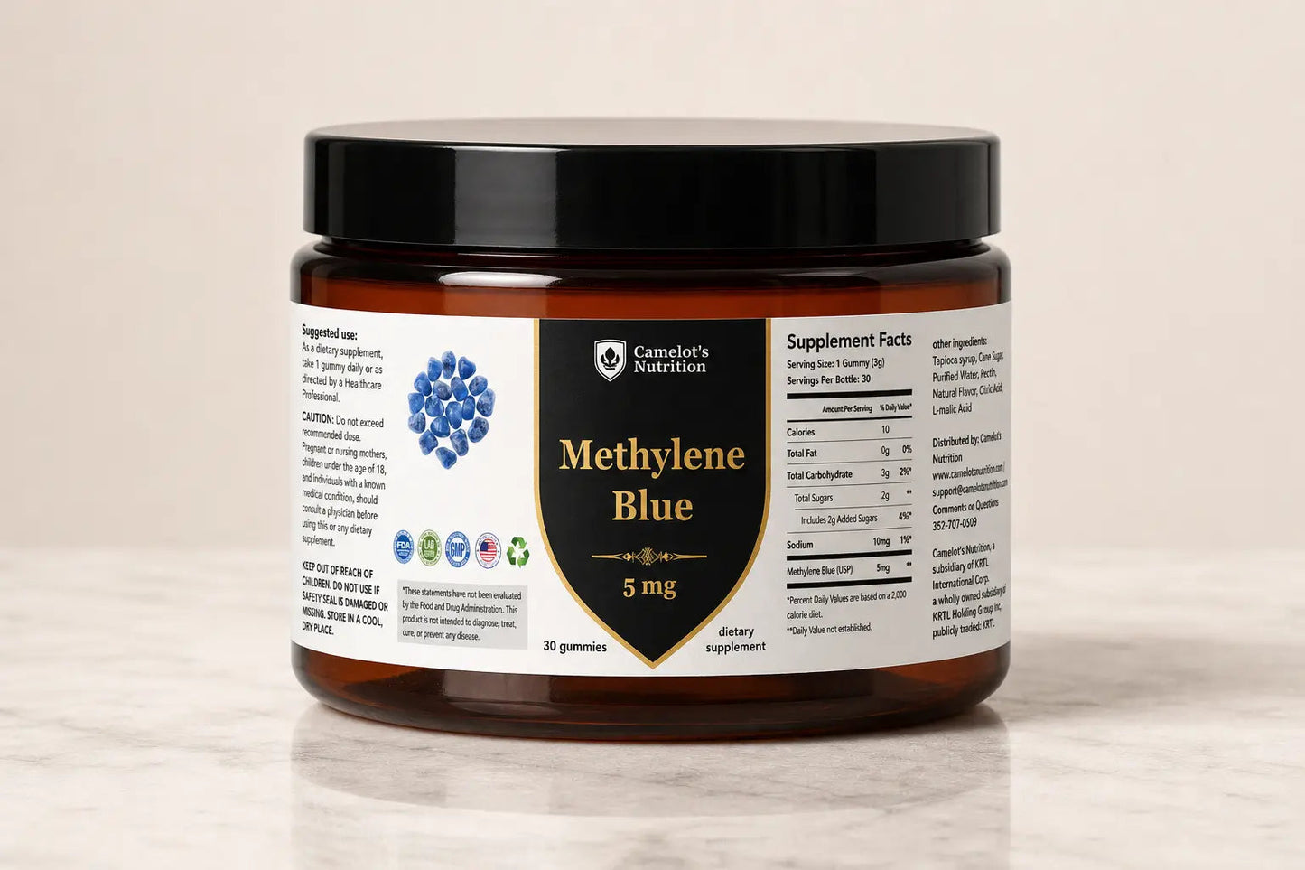 Methylene Blue Gummies 5mg 30 Count Camelot's Nutrition